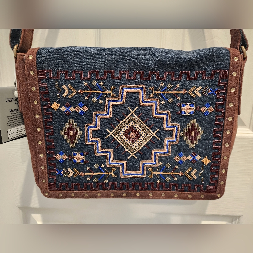 Old Gringo Cross Body leather beaded bag, NWT